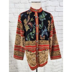 Vintage Sag Harbor Tapestry Jacket Art To Wear Boho Indie Southwestern Medium?